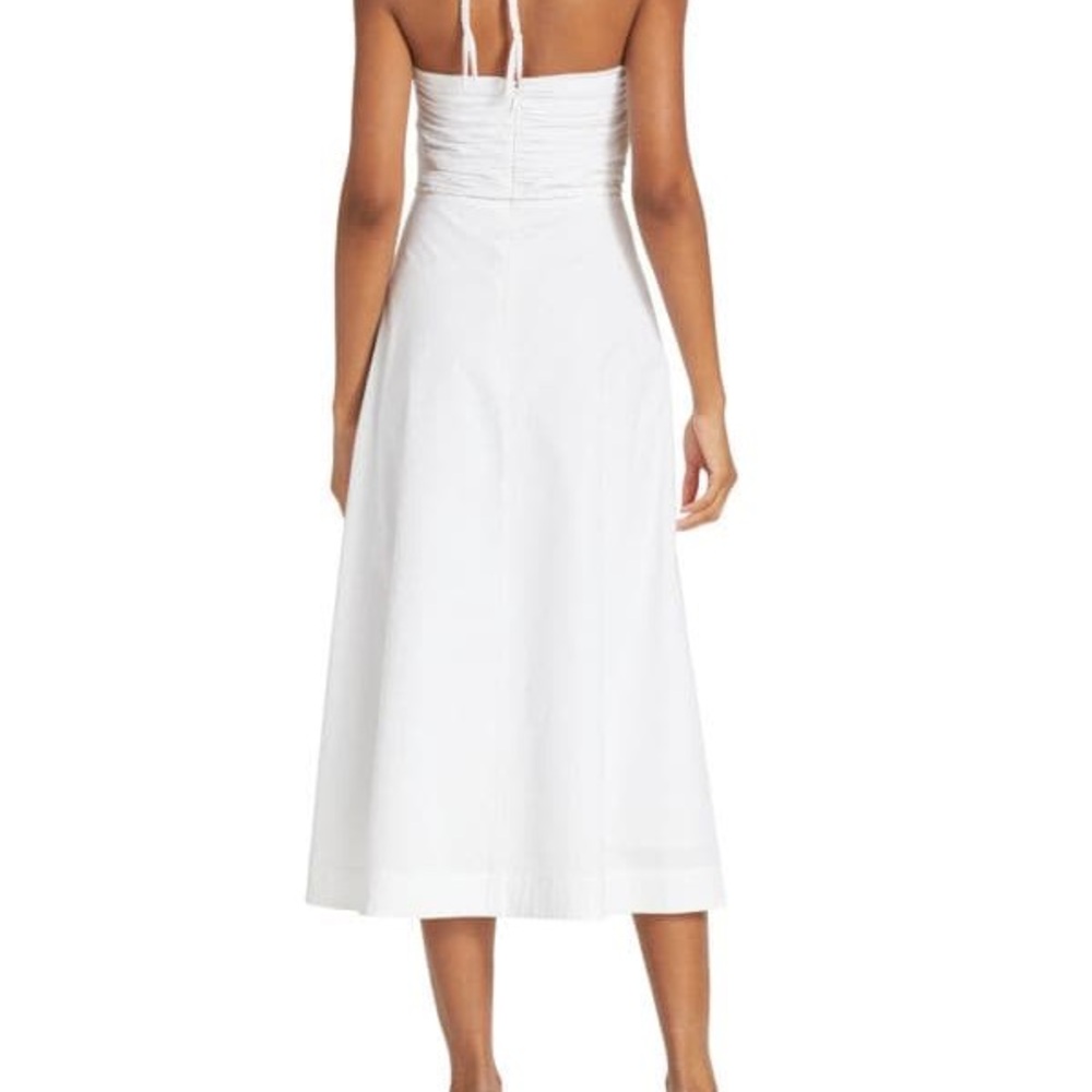 VERONICA BEARD white Tucker Ruched Halter Midi Dress, 4 - Picture 3 of 4